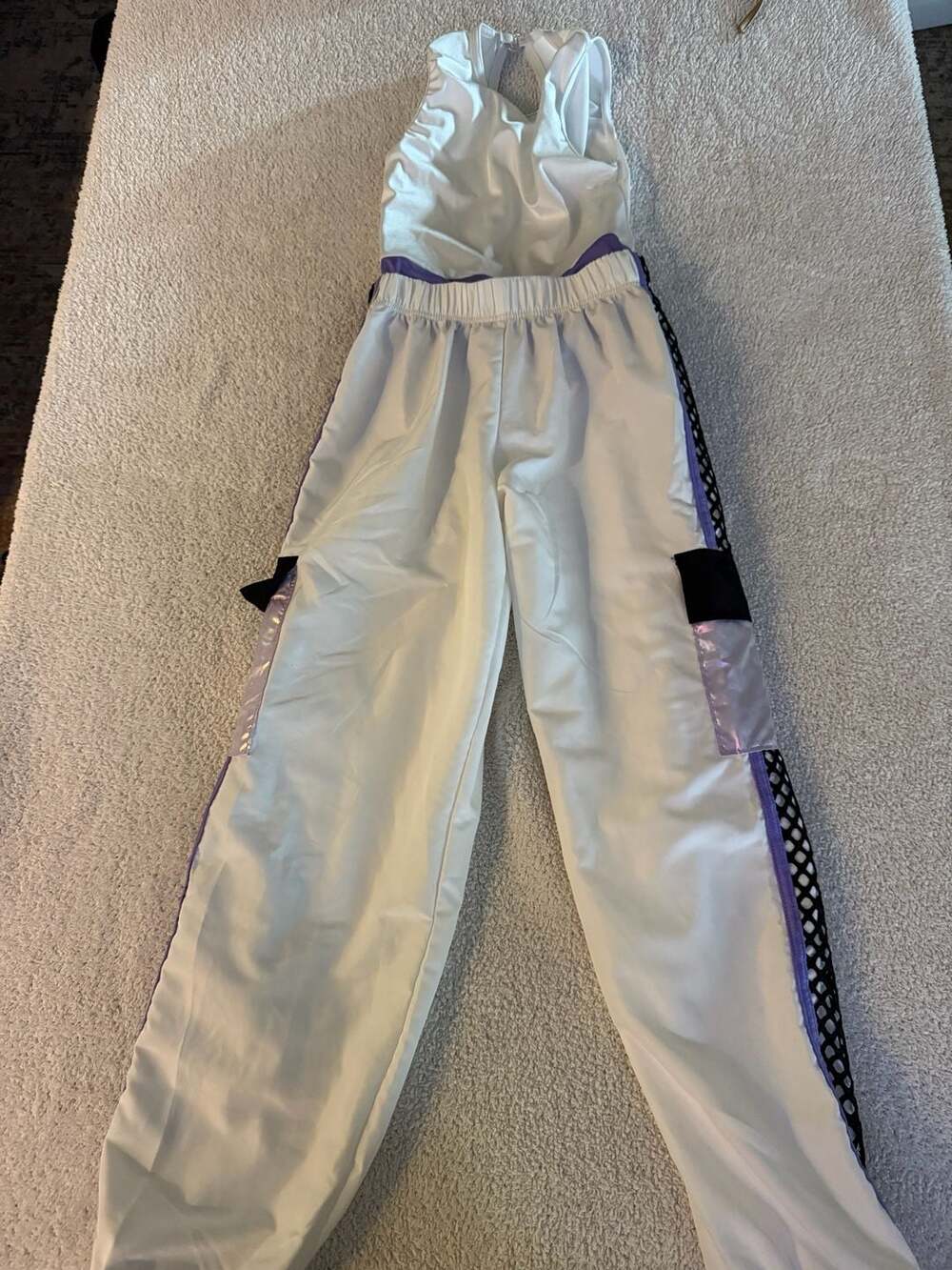 Weissman Dance Costume MC White Purple Mesh Cargo Pants
